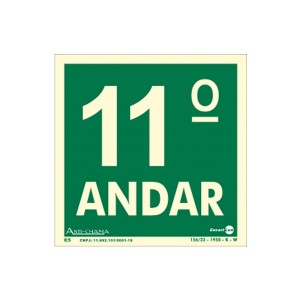 Placa Pvc Pavimento 11º Andar Fotoluminescente Paf346 - Encartale 