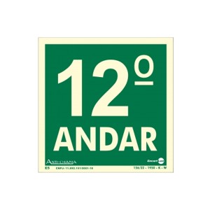Placa Pvc Pavimento 12º Andar Fotoluminescente Paf347 - Encartale 