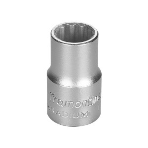 Soquete Estriado 15mm Encaixe 1/2 Pol. Aço Cromo Vanádio - Tramontina
