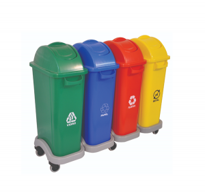 Conjunto p/ Coleta Seletiva com 4 Cestos de 50 L - Bralimpia + BRINDE
