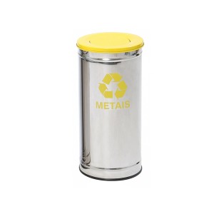 Lixeira Aço Inox 22 Litros c/ Tampa Meia Esfera Plástica