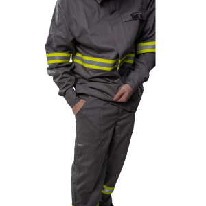 Calça de Segurança Cinza NR10 - Refletivos Amarelos EXG - CA 50305