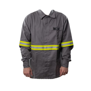 Camisa de Segurança Cinza NR10 - Refletivos Amarelos G - CA 50298 