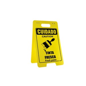 Placa Sinalizadora Dobrável / Cavalete de Tinta Fresca Bilíngue 