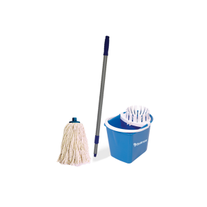 Conjunto Balde Espremedor Mopinho 12 Litros Cabo Retrátil 1.20m Azul - Bralimpia