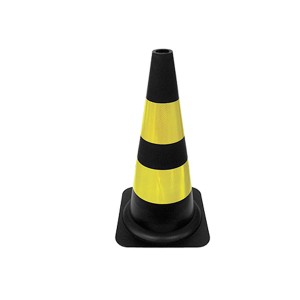 Cone Sinalização Flexível Refletivo 75cm Preto/Amarelo
