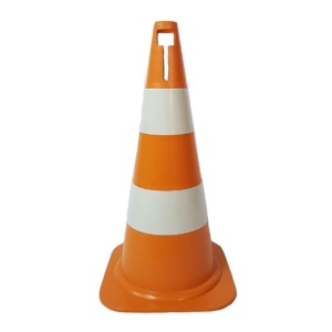 Cone Sinalização 75cm Laranja / Branco PVC Rígido