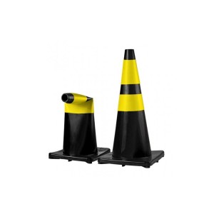 Cone Sinalização Flexível Refletivo 50cm Amarelo/Preto