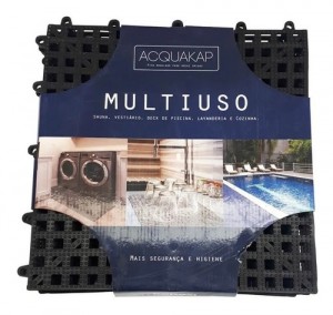  Estrado Piso Flexível Modular com 6 Peças Preto 30x30cm - Kapazi