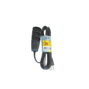 Extensão Elétrica Sort 2P+T 3 Metros Preta
