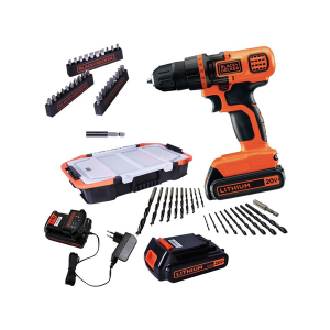 Furadeira/Parafusadeira à Bateria 20v com 50 Acessórios - Black & Decker