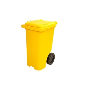 Cesto de Lixo 240 L com Tampa e Roda Amarelo