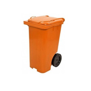 Cesto de Lixo 240 L com Tampa e Roda Laranja