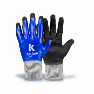 Luva Anti Corte com PU e Fibra Vidro XG Azul/Preto Sonora CA 34456 -Kalipso