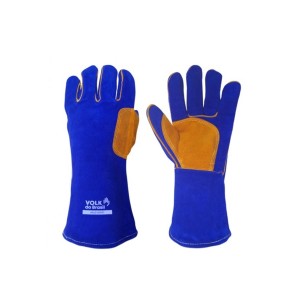 Luva de Raspa 33cm Alta Temperatura Azul/Mostarda - Volk