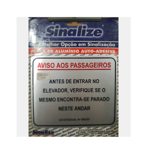 Placa Alumínio Aviso aos Passageiros 15x18cm