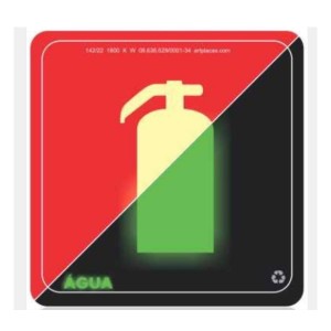 Placa Extintor Água Fotoluminescente 15x15