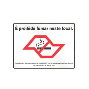 Placa em Poliestireno Proibido Fumar (c/ 5 uni) PS-141