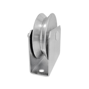 Roldana Portão 1.1/2" V com Suporte Fechado Rebite