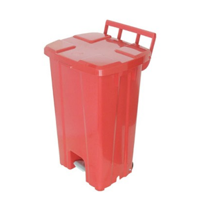 Cesto de Lixo 100 L Quad Roda e Pedal - Vermelho