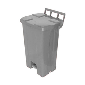 Cesto de Lixo 100L Quadrado c/ Pedal e Rodas - Cinza