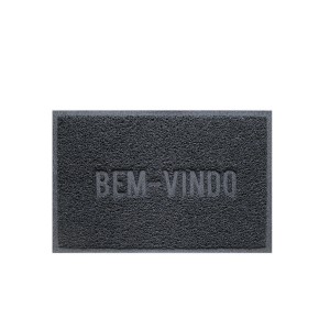 Tapete Capacho Vinil 0.40x 0.60cm Bem-Vindo - Cinza Claro - Bella Casa