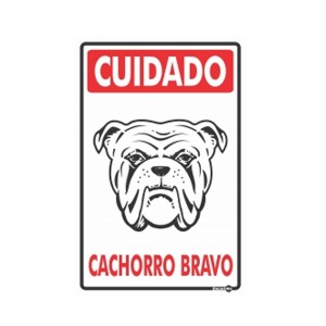 Placa Cuidado Cachorro Bravo Ps22 - Encartale 