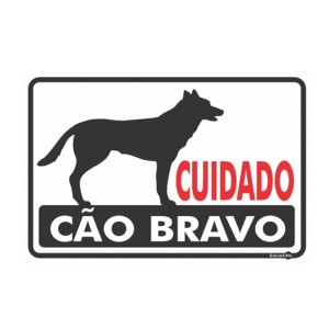 Placa Cuidado Cão Bravo Ps24 - Encartale 