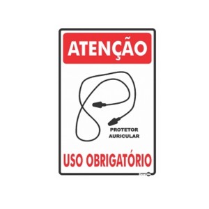 Placa Atenção Protetor Auricular Obrigatório Ps240 - Encartale