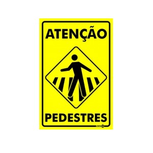Placa Cuidado Travessia de Pedestre Ps399 - Encartale 