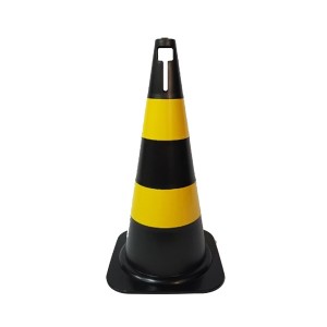 Cone Sinalização 75cm Preto / Amarelo PVC Rígido